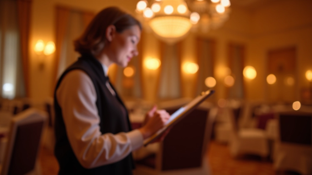 Event planner reviewing timeline on clipboard during corporate event coordination